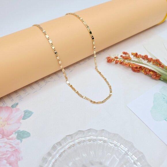 Rose Gold Flat Link Chain Necklace – 45+5cm / 17.7+2 Inch Adjustable, XPNL0021 - Picture 5 of 11